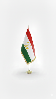 پرچم تاجیکستان تشریفاتی ایستاده با پایه طلایی خورشیدی