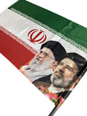 خرید پرچم ایران سایز ۷۰*۱۲۰ با لوله طرح رهبری حضرت اقا