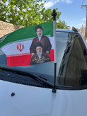 پرچم ایران طرح رهبری وپایه پرچم خودرویی دوکاره نصب کاپوتی وشیشه ماشین