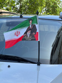 پرچم ایران طرح رهبری وپایه پرچم خودرویی دوکاره نصب کاپوتی وشیشه ماشین