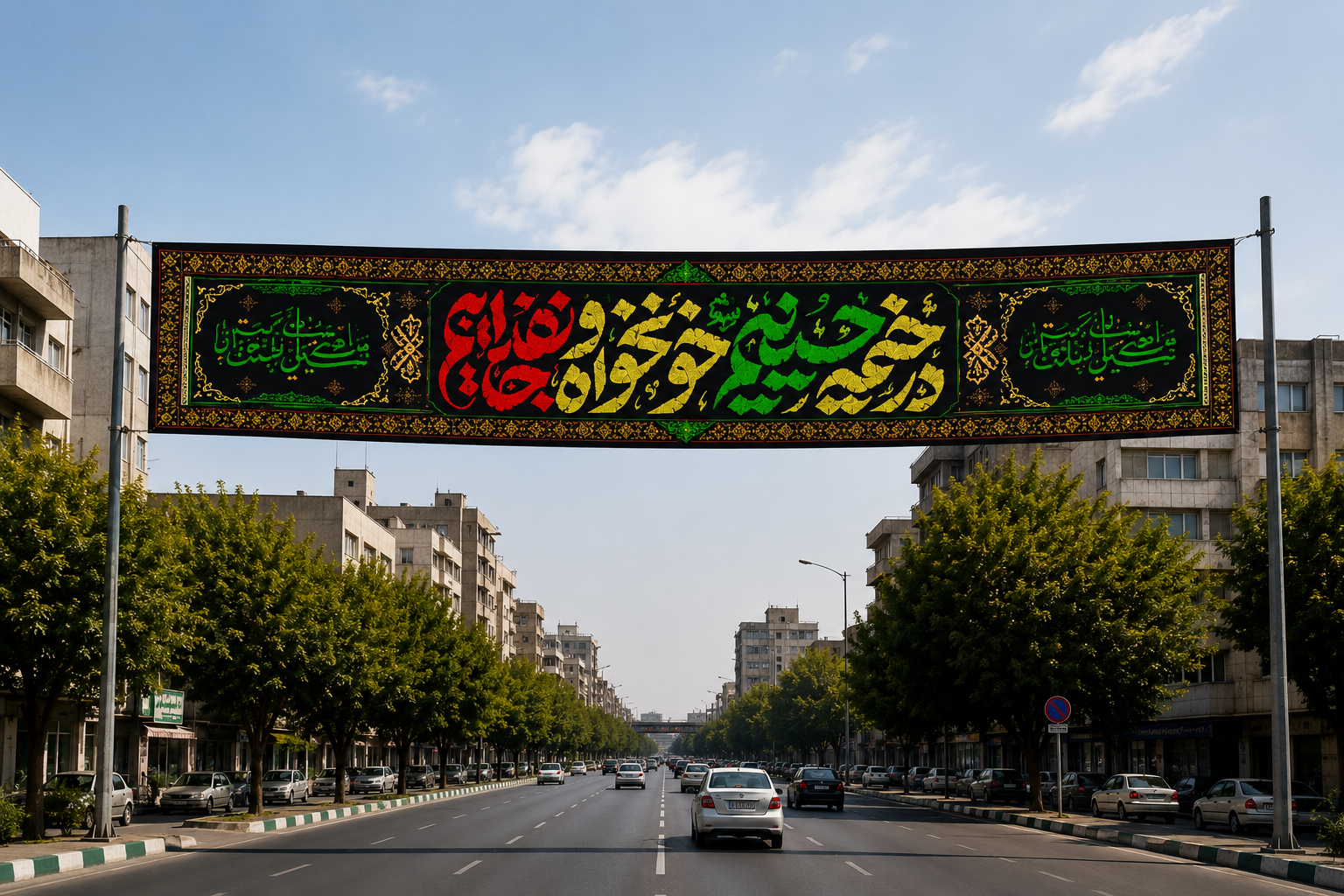 پرچم محرمی عرض خیابانی ساتن