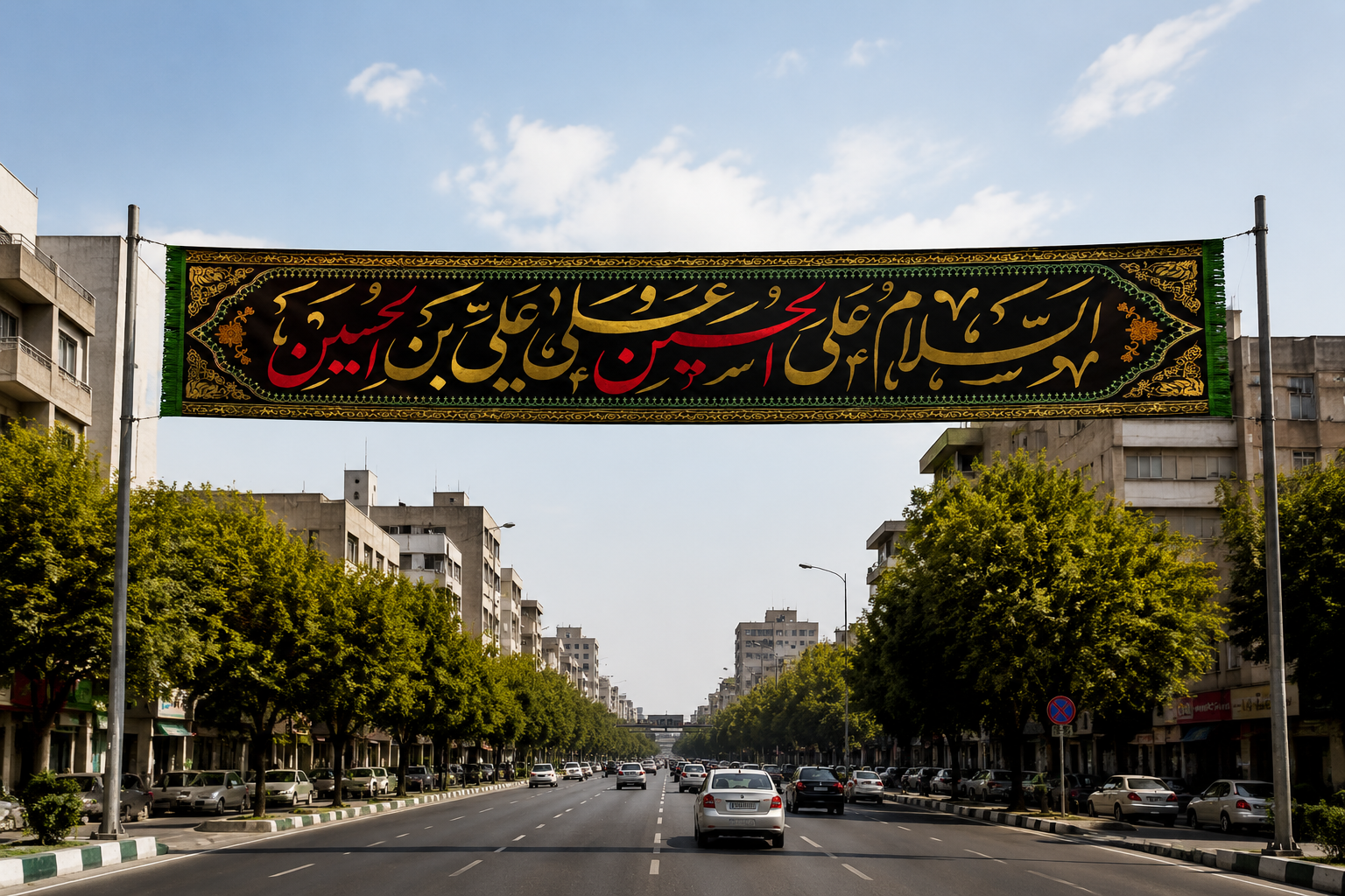 پرچم محرمی عرض خیابانی ساتن