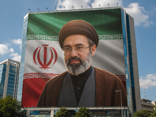 پرچم بزرگ ساتن و مخمل دیوارنگار طرح حضرت اقا خامنه ایی سایز بزرگ