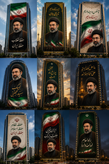 پرچم بزرگ ساتن و مخمل دیوارنگار طرح حضرت اقا خامنه ایی سایز بزرگ